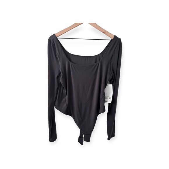 Wundermost Ultra-Soft Nulu Square-Neck Long-Sleeve Bodysuit XL BLACK NWT - Picture 6 of 12
